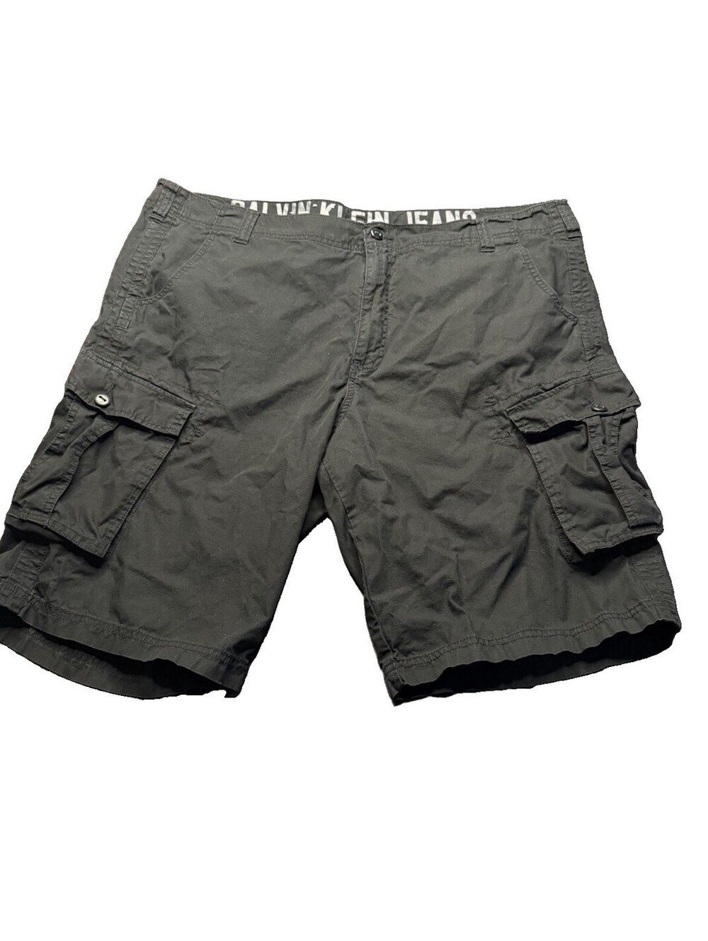 Calvin Klein Jeans Men's Size 42 Black Cotton Ripstop Multi-Pocket Cargo Shorts